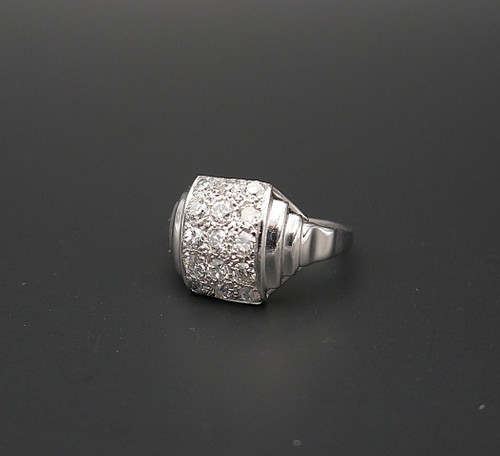 Diamond, Platinum and 18K White Gold Ring.