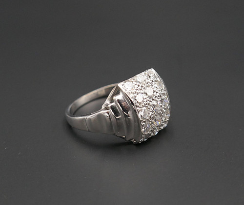 Diamond, Platinum and 18K White Gold Ring.