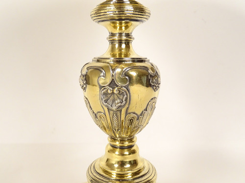 Chalice Paten Silver Vermeillé Paris Shell Wheat Grapes 862.64gr XVIIIth