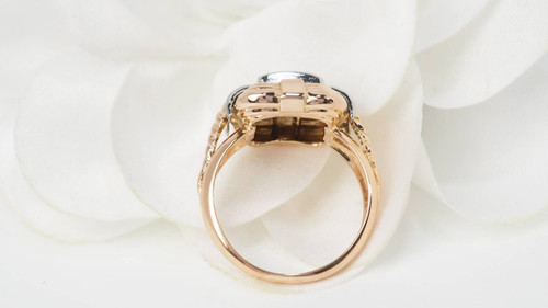 Tank ring in yellow gold and diamonds