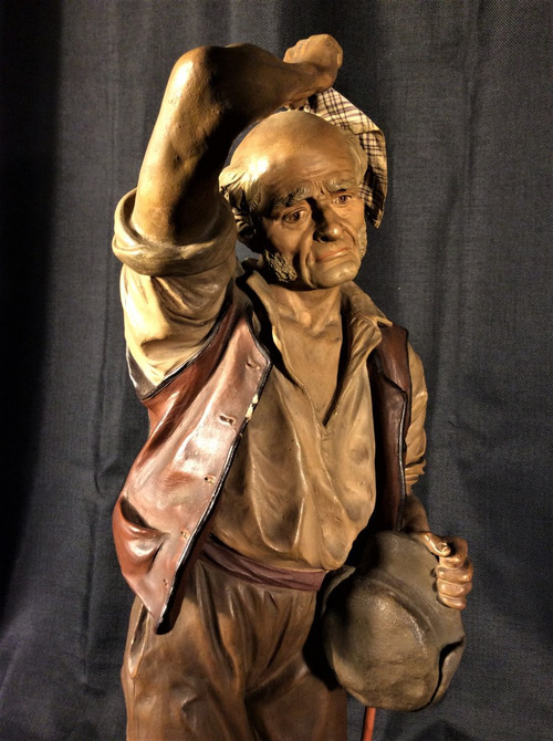 25% discount until 11/30 - Joseph Le GULUCHE - Polychromed Terracotta - 19th century