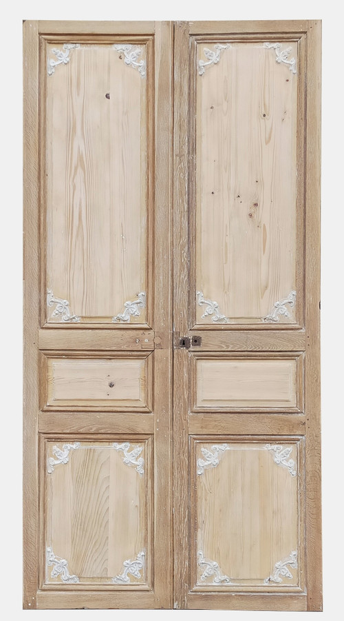 Double Haussmann Door, 18810 Period, Decorated With Flowers And Scrolls