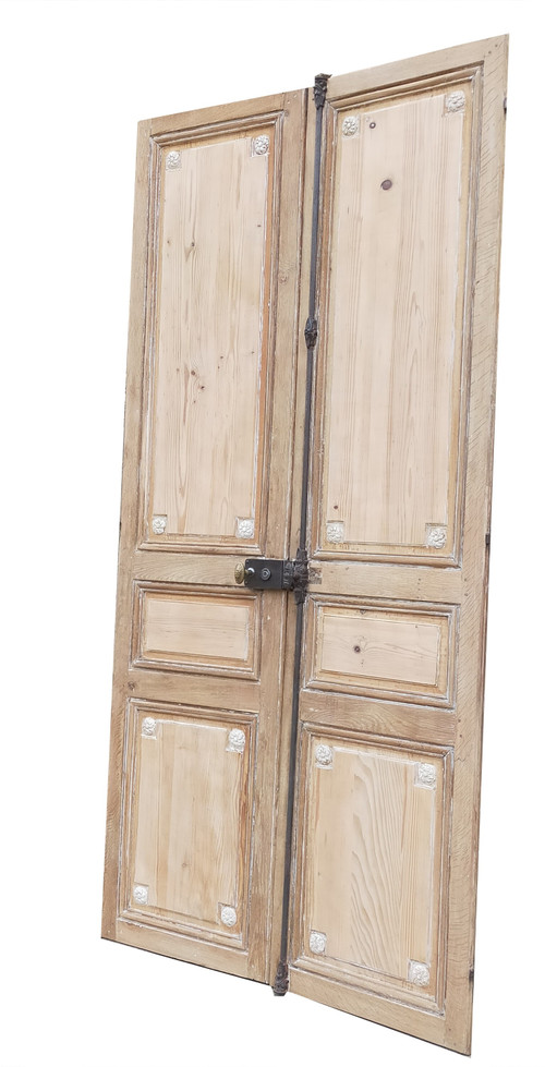 Double Haussmann Door, 18810 Period, Decorated With Flowers And Scrolls