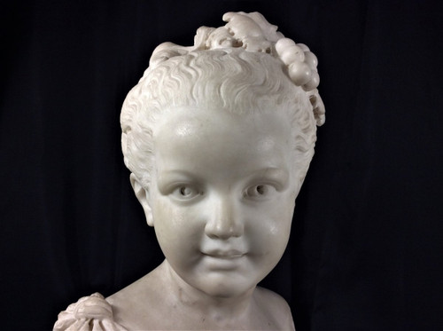 25% off until 11/30 - Beautiful White Marble Bust of a Young Girl - 19th Century