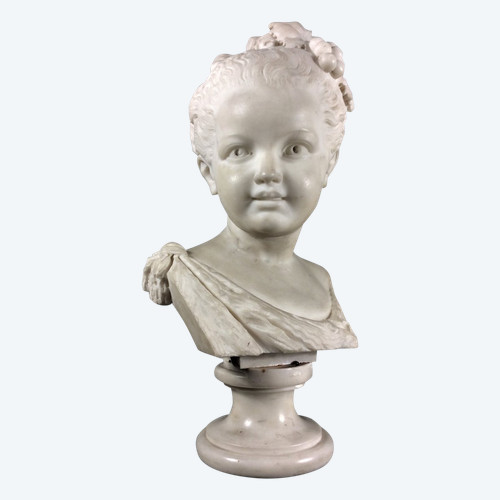 25% off until 11/30 - Beautiful White Marble Bust of a Young Girl - 19th Century