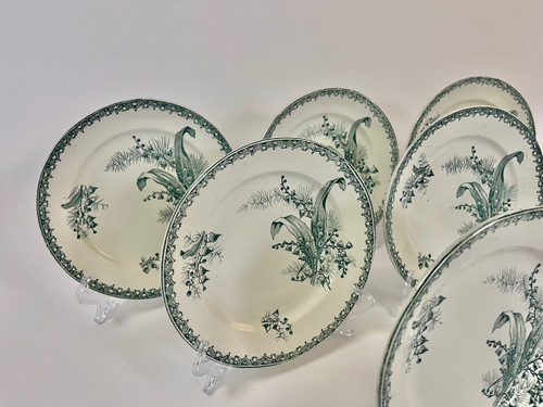 Service de Table "Muguet" - Manufacture Saint Amandinoise - 18 assiettes, Début XXᵉ Siècle