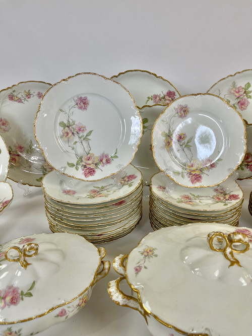 Außergewöhnliches Haviland Limoges Porzellanservice – Baltimore Rose – 61-teilig