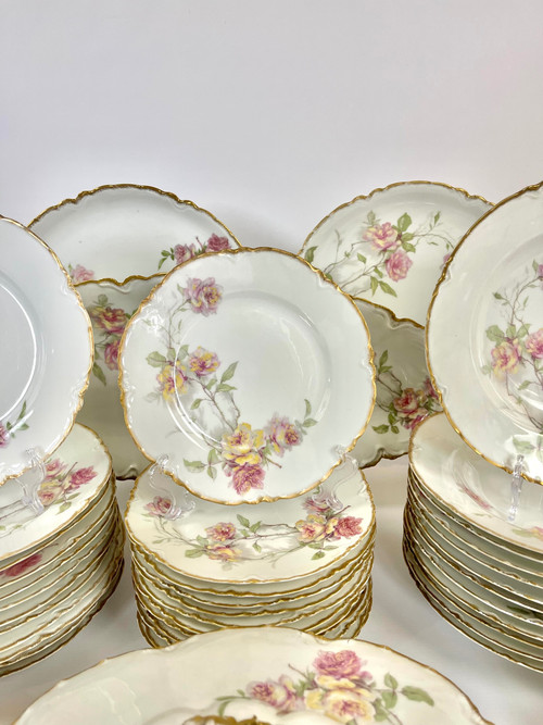 Außergewöhnliches Haviland Limoges Porzellanservice – Baltimore Rose – 61-teilig