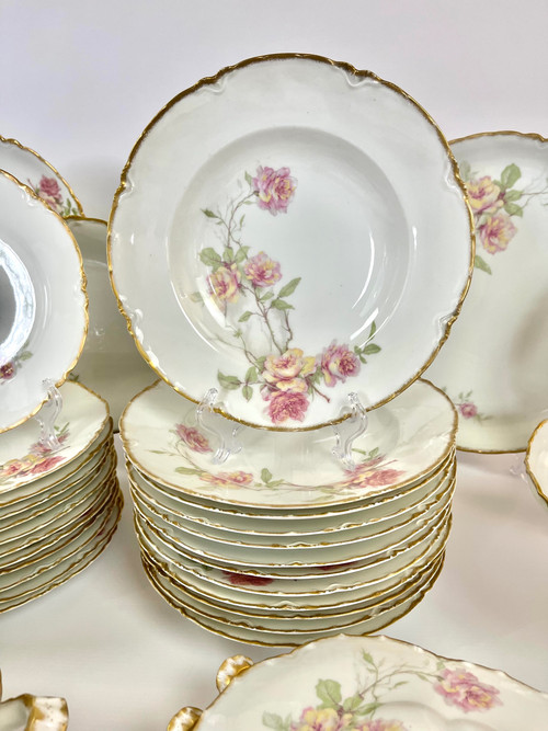 Außergewöhnliches Haviland Limoges Porzellanservice – Baltimore Rose – 61-teilig