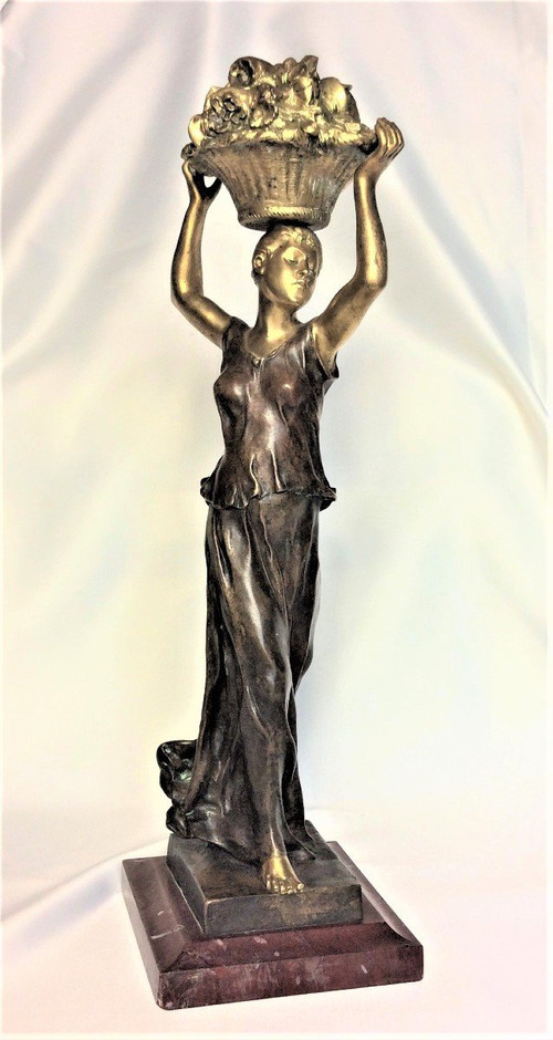 25\? remise - De Kerveguen - Statuette Bronze Doré Et Bronze Patiné - XIXème