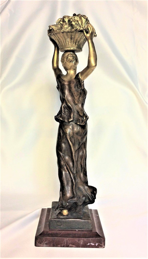 25\? remise - De Kerveguen - Statuette Bronze Doré Et Bronze Patiné - XIXème