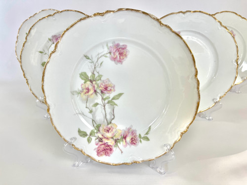 Set mit 6 Haviland Limoges Speisetellern „Baltimore Rose“.