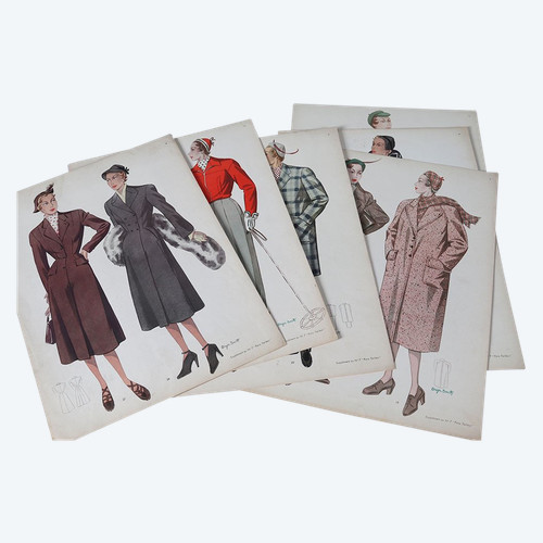 Fashion, Set of 6 screen prints, 27 x 37 cm, circa 1950/60