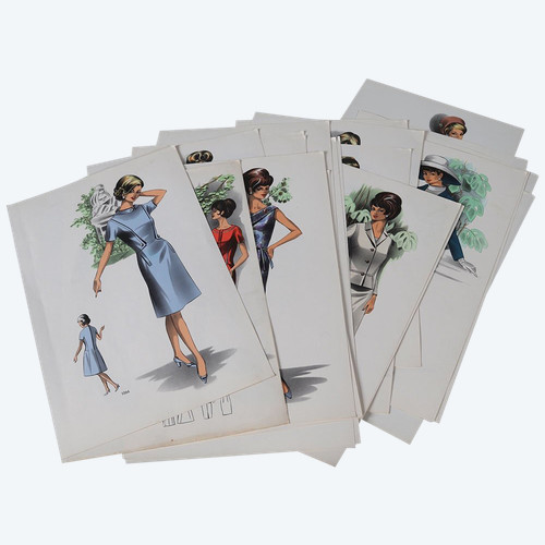 Fashion, Set of 23 screen prints, 22 x 33 cm, circa 1960