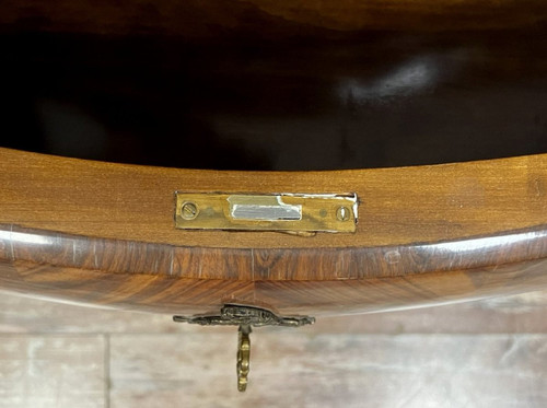 Louis XV style stamped tomb chest of drawers in precious wood marquetry circa 1880