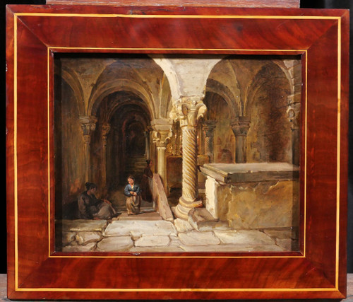 François-Marius Granet (att. a) 1775-1849 Interno di una cripta, dipinto, 1820-30 circa