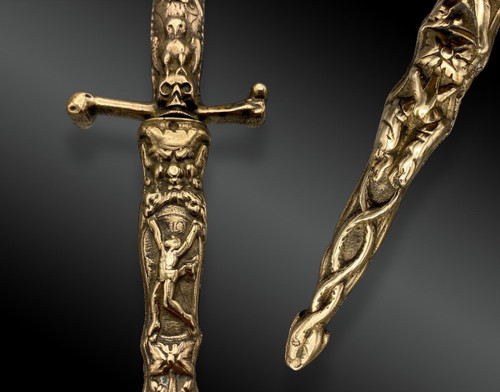 ROMANTIC DAGGER with SYMBOLS of DEATH - European work - 19th century