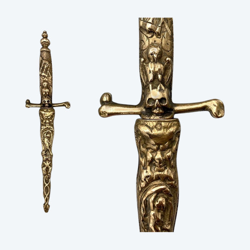 ROMANTIC DAGGER with SYMBOLS of DEATH - European work - 19th century