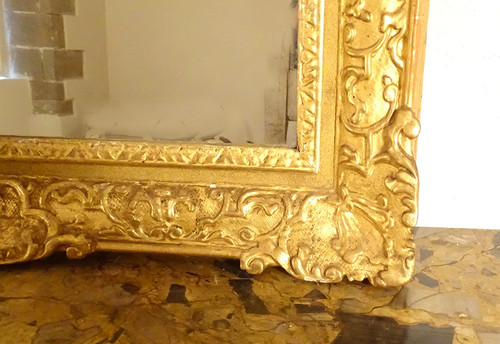 Regency Mirror Pediment Carved Gilded Wood Birds Basket Flowers Mirror XVIIIth