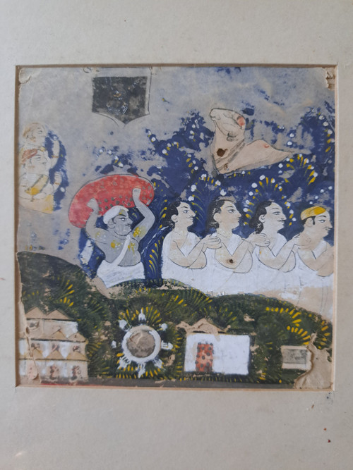 Indian Miniature, Discovery of the Image of Sri Nathji, Pigments on Paper, 18th/19th Century.