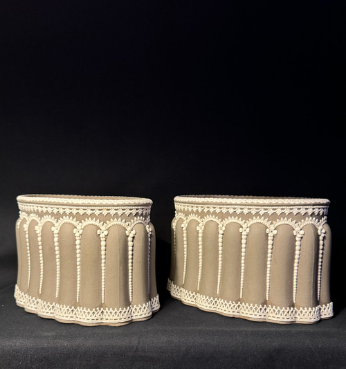 Wedgwood, Pair of biscuit planters, cache pots