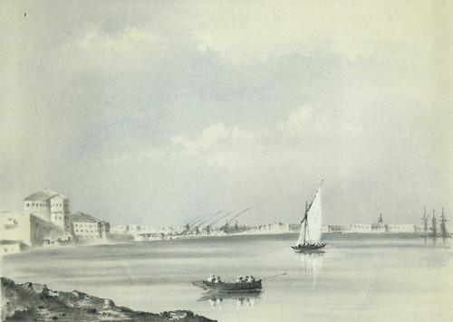 Egypt, Raz-El-Tin taken from the Lighthouse of Alexandria - Old orientalist drawing