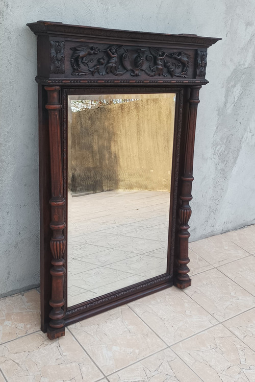 Miroir Renaissance 19ème en chêne