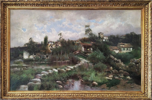 Antonio Gomar Y Gomar Landscape In Andalucia Oil Painting  19th Century