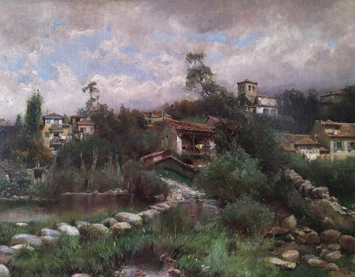 Antonio Gomar Y Gomar Landscape In Andalucia Oil Painting  19th Century