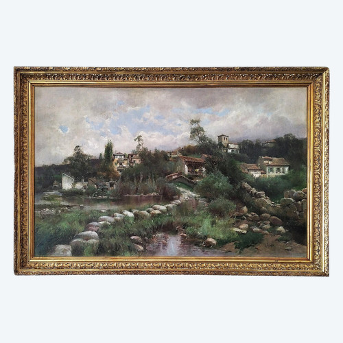 Antonio Gomar Y Gomar Landscape In Andalucia Oil Painting  19th Century