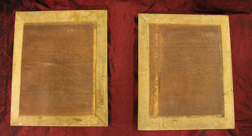 Coppia Di Specchi Restauro Rettangolari 40 X 49 Cm, Patina E Foglia Oro