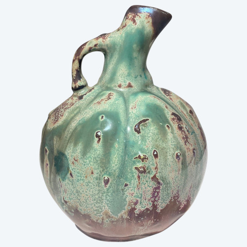 Ernest Bussière, Brown Jug, Art Nouveau Ceramic