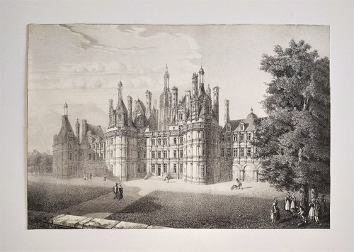 Chambord Castle Lithograph  19th Century Old Print