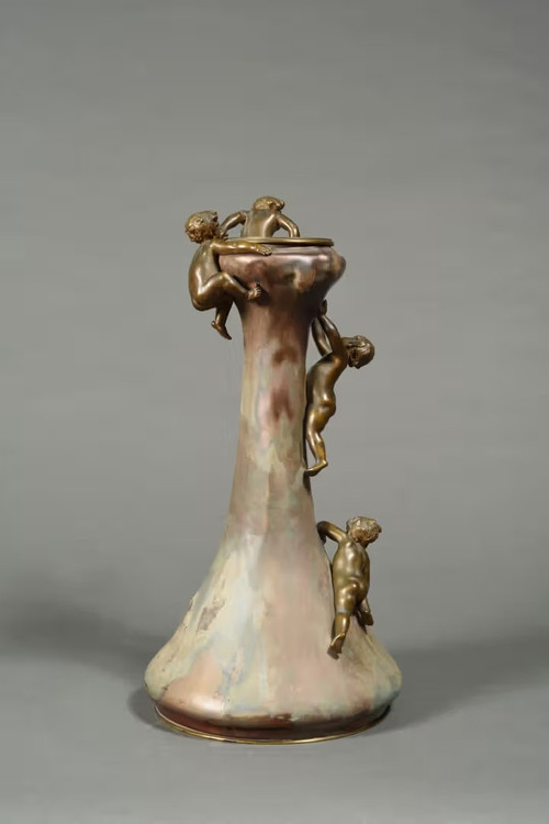 Henri Honoré Plé, Vase with swollen belly, Art Nouveau Ceramic