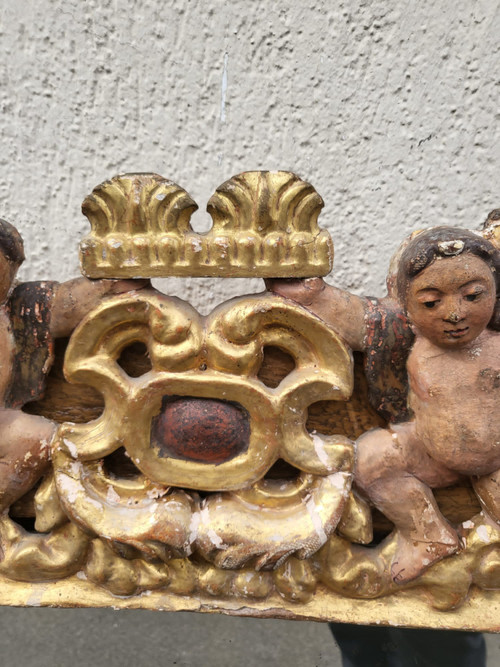 Mexican Gilded Carved Wood Mirror, 17th/18th Century