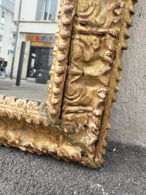 Mexican Gilded Carved Wood Mirror, 17th/18th Century