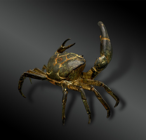 CRAB in bronze with green patina - European work from the 20th century