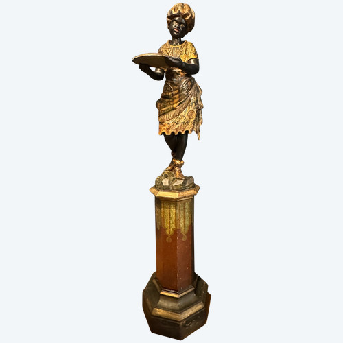 Nubian servant, painted and gilded wooden sculpture, Venice early 19th century