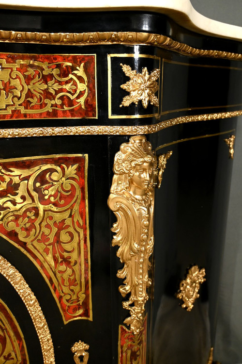 Credenza Boulle in legno di pero annerito, periodo Napoleone II – metà del XIX secolo