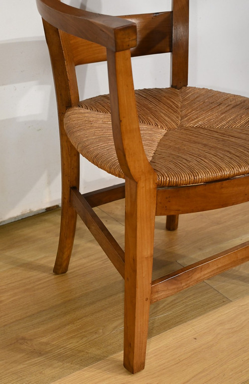 Pair of Cherry Wood Armchairs, Directoire Period – Early 19th Century