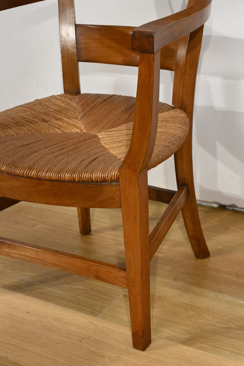 Pair of Cherry Wood Armchairs, Directoire Period – Early 19th Century