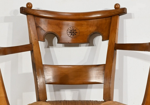 Pair of Cherry Wood Armchairs, Directoire Period – Early 19th Century