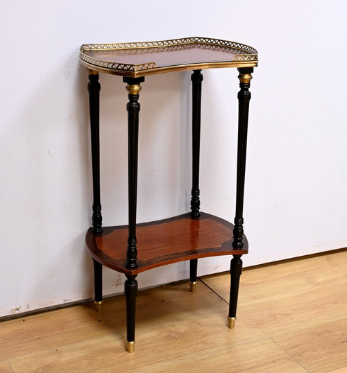 Double-Top Flying Table in Mahogany and Blackened Pear Wood, Napoleon III Style – 1930