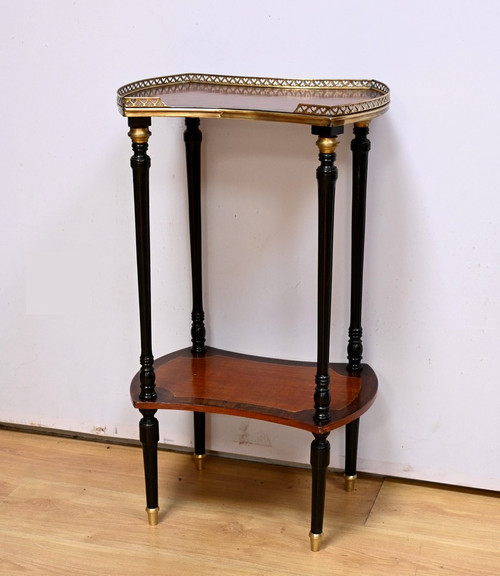 Double-Top Flying Table in Mahogany and Blackened Pear Wood, Napoleon III Style – 1930