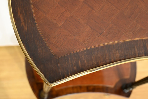 Double-Top Flying Table in Mahogany and Blackened Pear Wood, Napoleon III Style – 1930