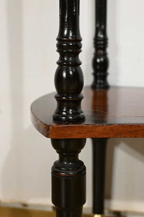 Double-Top Flying Table in Mahogany and Blackened Pear Wood, Napoleon III Style – 1930