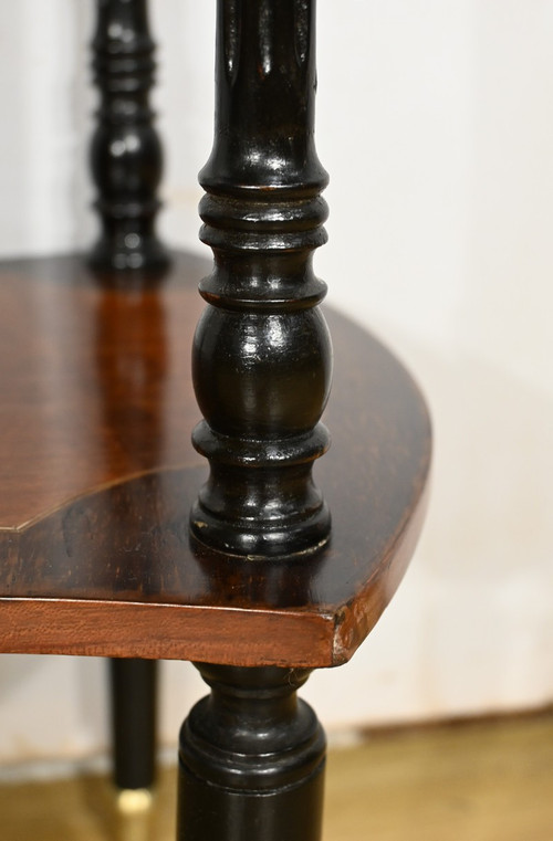 Double-Top Flying Table in Mahogany and Blackened Pear Wood, Napoleon III Style – 1930