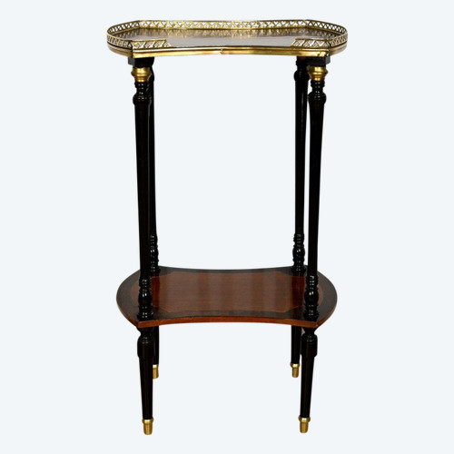 Double-Top Flying Table in Mahogany and Blackened Pear Wood, Napoleon III Style – 1930