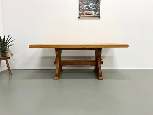 Savoyischer Klostertisch aus massiver Kiefer, CIRCA 1970