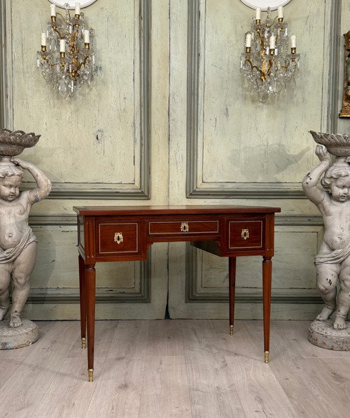 Leonard Boudin, Bureau Plat En Acajou d'Eoque Louis XVI Stamped About 1780